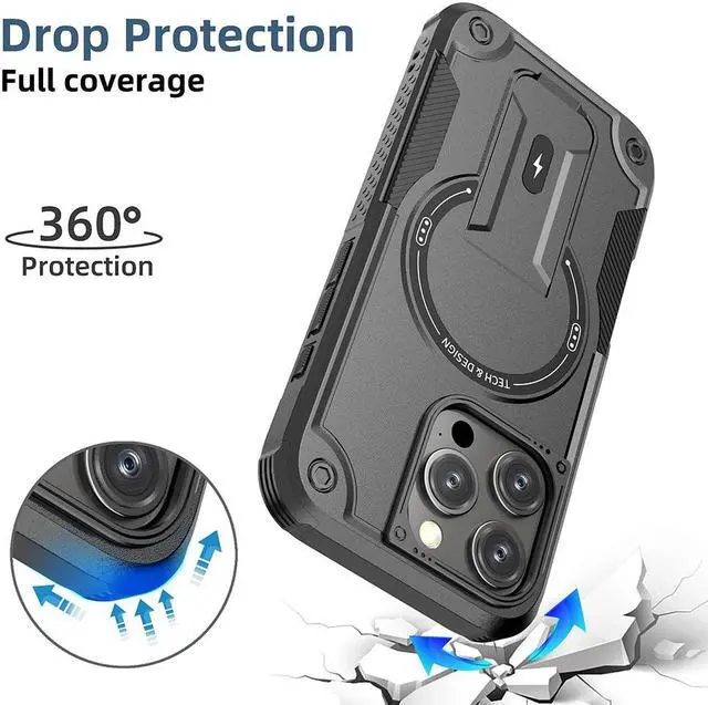 Alt view image 4 of 7 - TYJKeJi Case with Stander Fashion Cover (Compatible with Magsafe) KickStand Case For iPhone 16 Pro (6.3inch) (Black)