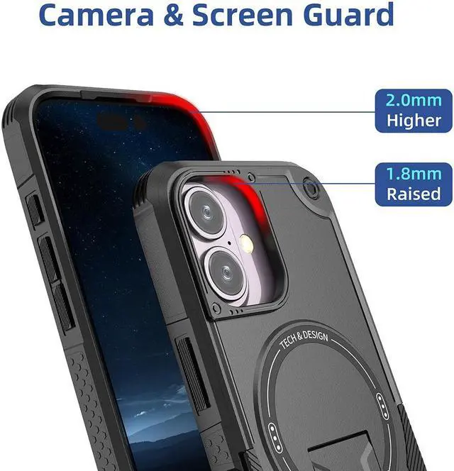 Alt view image 5 of 7 - TYJKeJi Case with Stander Fashion Cover (Compatible with Magsafe) KickStand Case For iPhone 16 (6.1inch) (Gold)