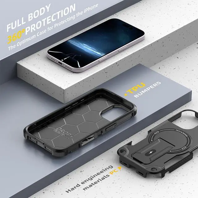 Alt view image 6 of 7 - TYJKeJi Case with Stander Fashion Cover (Compatible with Magsafe) KickStand Case For iPhone 16 (6.1inch) (Gold)