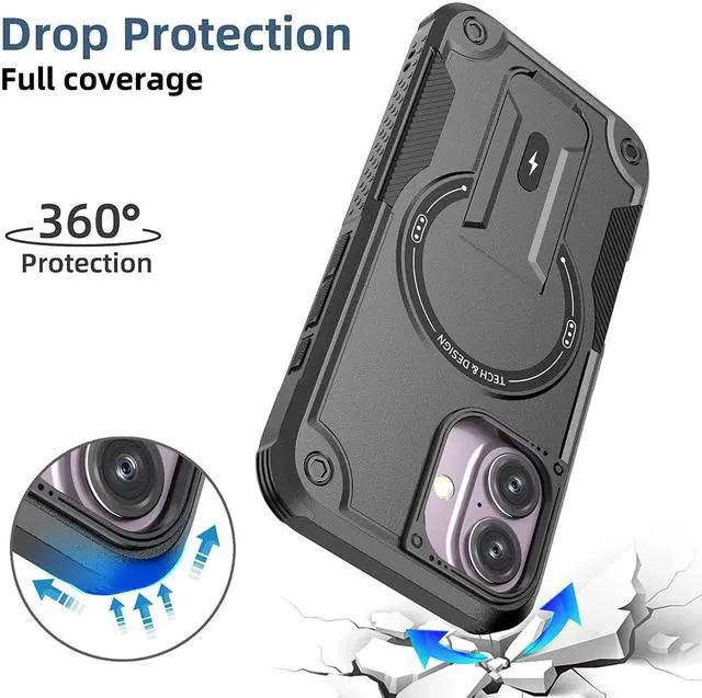 Alt view image 4 of 7 - TYJKeJi Case with Stander Fashion Cover (Compatible with Magsafe) KickStand Case For iPhone 16 (6.1inch) (Gold)