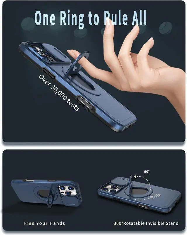 Alt view image 3 of 7 - TYJKeJi Case with Stander Cover (Compatible with Magsafe) KickStand Case For iPhone 16 Pro Max (6.9inch) (Blue)