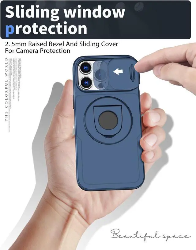 Alt view image 4 of 7 - TYJKeJi Case with Stander Cover (Compatible with Magsafe) KickStand Case For iPhone 16 Pro Max (6.9inch) (Blue)