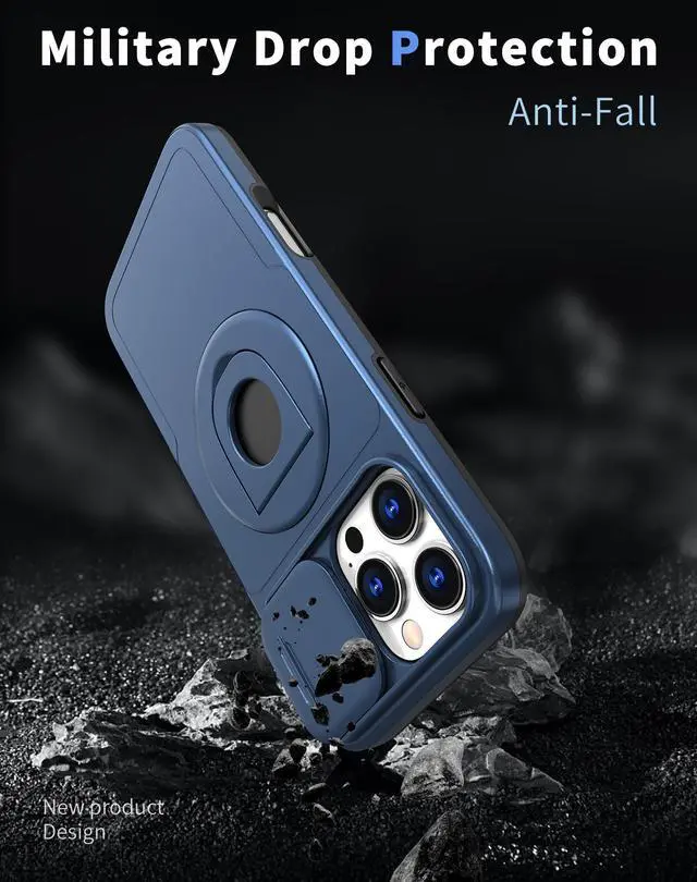 Alt view image 6 of 7 - TYJKeJi Case with Stander Cover (Compatible with Magsafe) KickStand Case For iPhone 16 Pro Max (6.9inch) (Blue)