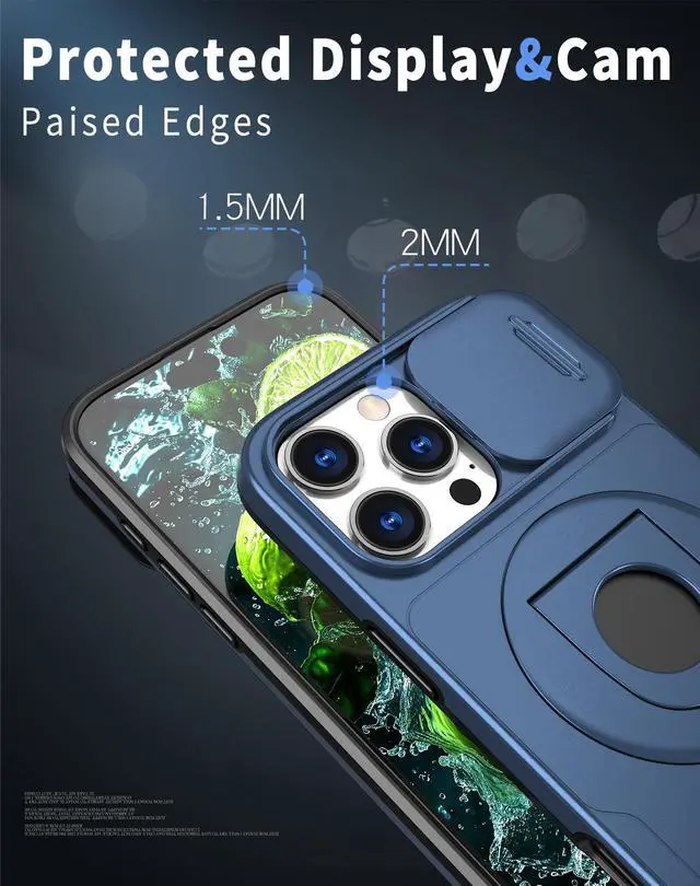 Alt view image 7 of 7 - TYJKeJi Case with Stander Cover (Compatible with Magsafe) KickStand Case For iPhone 16 Pro Max (6.9inch) (Blue)