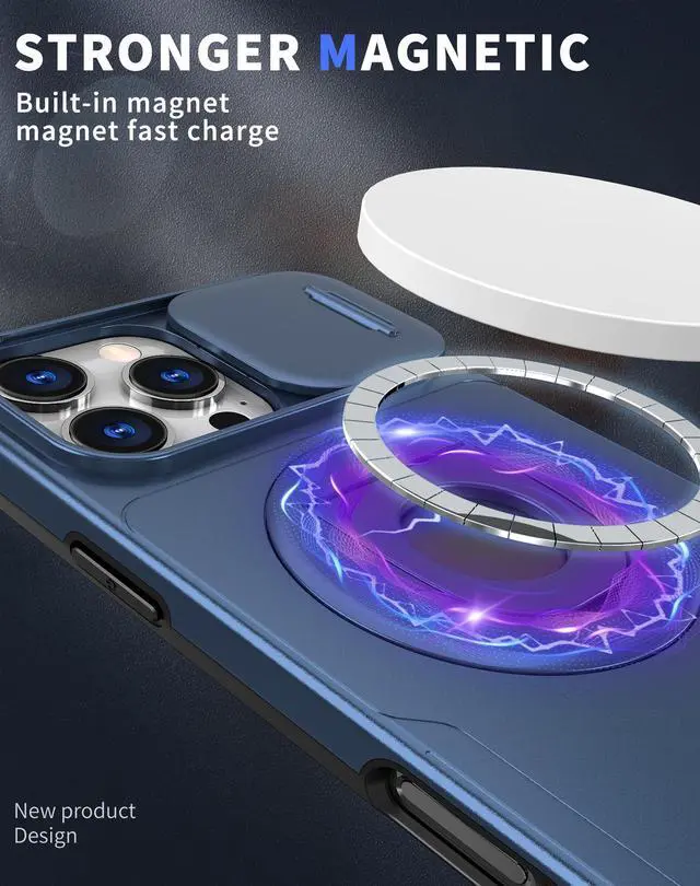 Alt view image 5 of 7 - TYJKeJi Case with Stander Cover (Compatible with Magsafe) KickStand Case For iPhone 16 Pro Max (6.9inch) (Blue)