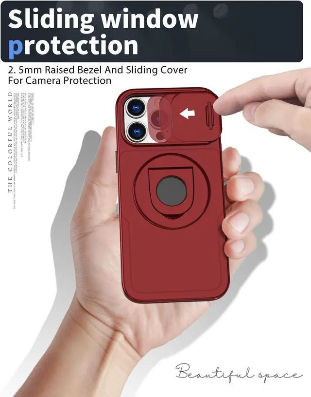 Alt view image 4 of 7 - TYJKeJi Case with Stander Cover (Compatible with Magsafe) KickStand Case For iPhone 16 Pro Max (6.9inch) (Red)