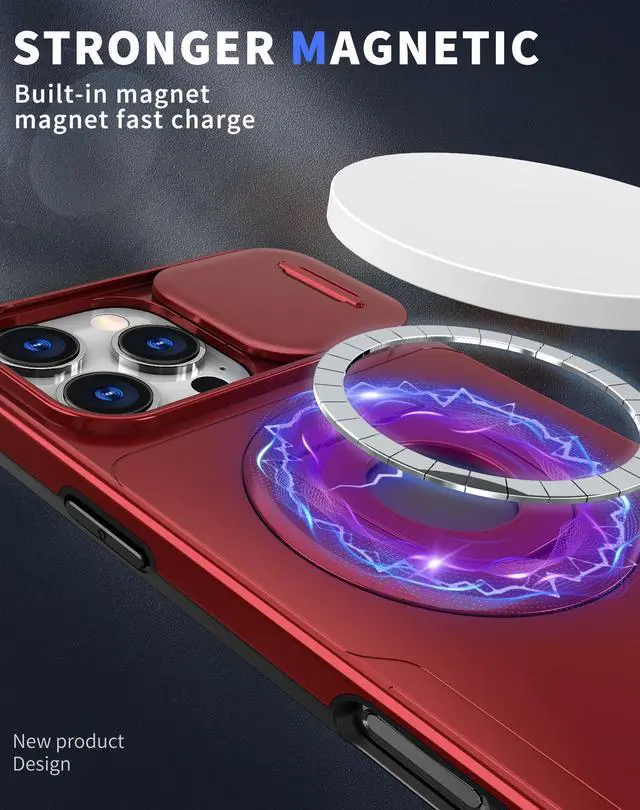 Alt view image 6 of 7 - TYJKeJi Case with Stander Cover (Compatible with Magsafe) KickStand Case For iPhone 16 Pro Max (6.9inch) (Red)