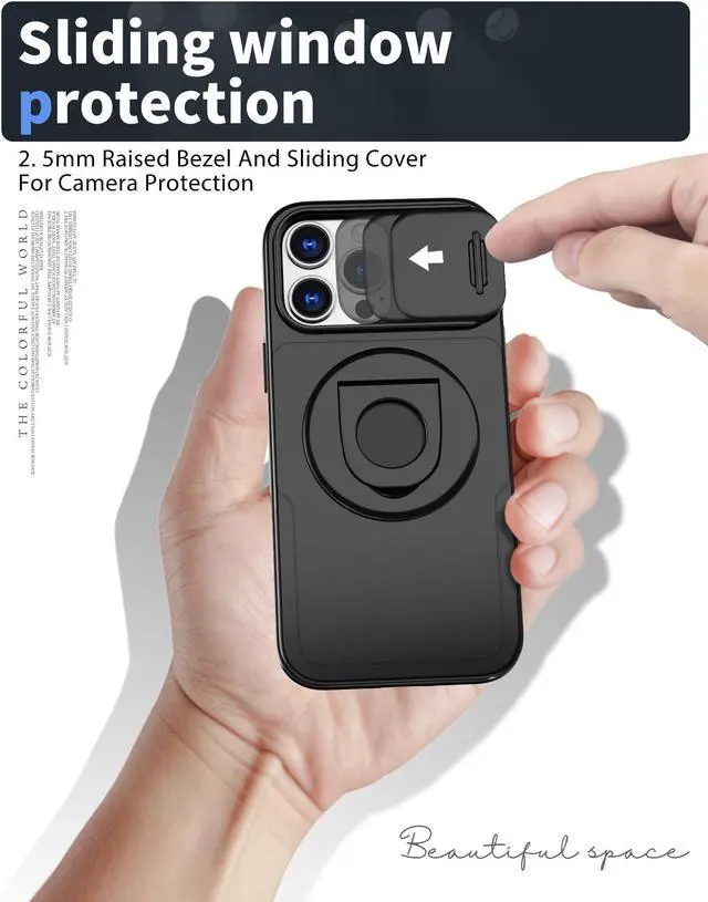 Alt view image 7 of 7 - TYJKeJi Case with Stander Cover (Compatible with Magsafe) KickStand Case For iPhone 16 Pro (6.3inch) (Black)