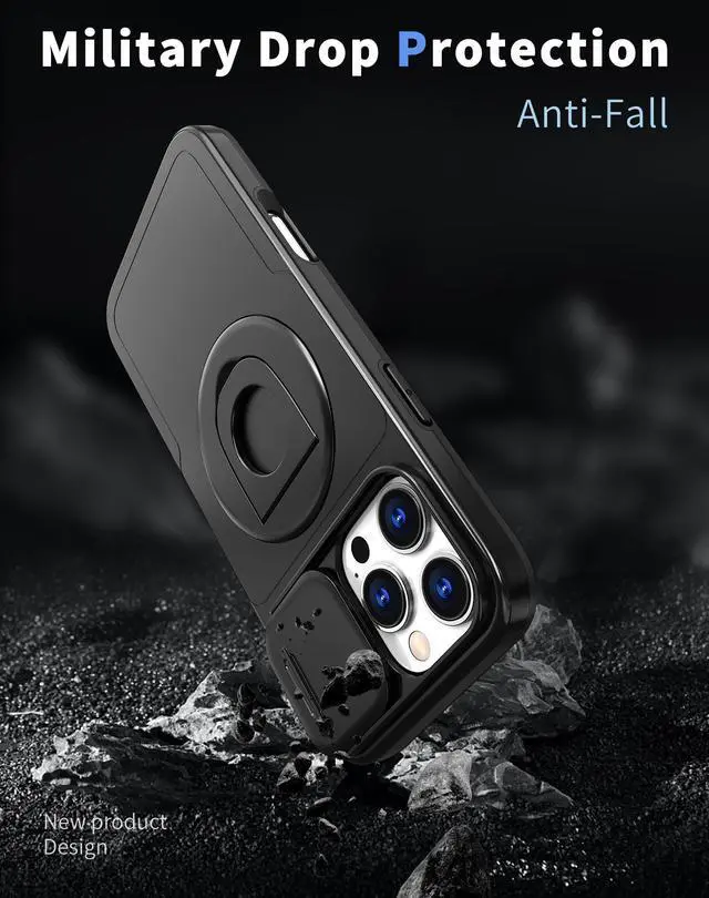 Alt view image 5 of 7 - TYJKeJi Case with Stander Cover (Compatible with Magsafe) KickStand Case For iPhone 16 Pro (6.3inch) (Black)