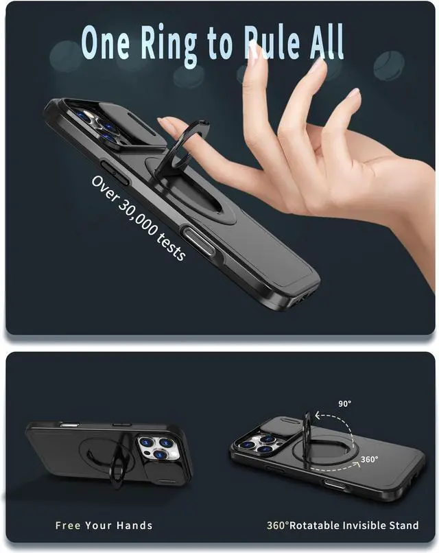 Alt view image 3 of 7 - TYJKeJi Case with Stander Cover (Compatible with Magsafe) KickStand Case For iPhone 16 Pro (6.3inch) (Black)