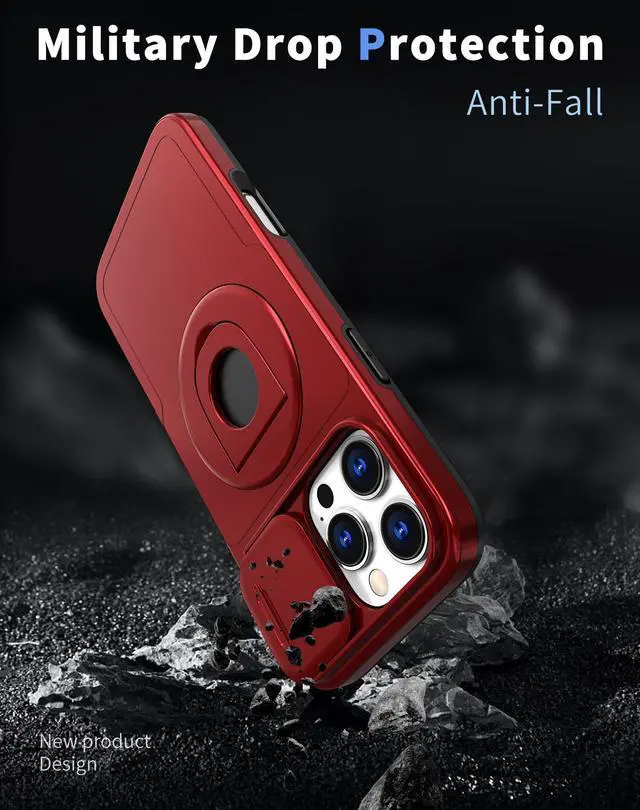 Alt view image 5 of 7 - TYJKeJi Case with Stander Cover (Compatible with Magsafe) KickStand Case For iPhone 16 Pro (6.3inch) (Red)