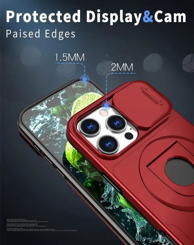 Alt view image 7 of 7 - TYJKeJi Case with Stander Cover (Compatible with Magsafe) KickStand Case For iPhone 16 Pro (6.3inch) (Red)