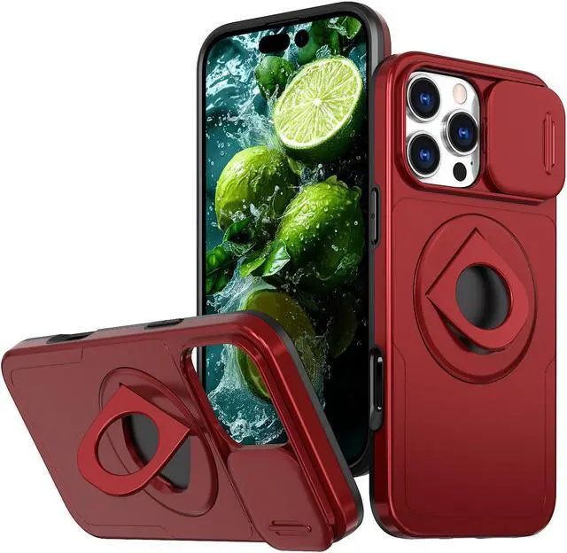 Alt view image 2 of 7 - TYJKeJi Case with Stander Cover (Compatible with Magsafe) KickStand Case For iPhone 16 Pro (6.3inch) (Red)