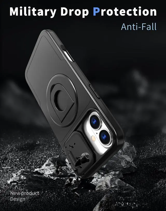 Alt view image 6 of 7 - TYJKeJi Case with Stander Cover (Compatible with Magsafe) KickStand Case For iPhone 16 Plus (6.7inch) (Black)