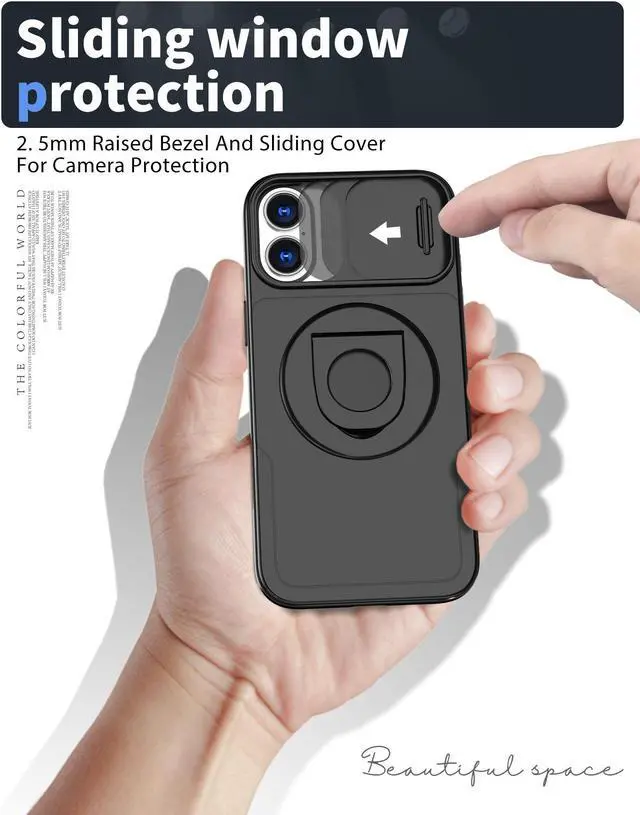 Alt view image 4 of 7 - TYJKeJi Case with Stander Cover (Compatible with Magsafe) KickStand Case For iPhone 16 Plus (6.7inch) (Black)