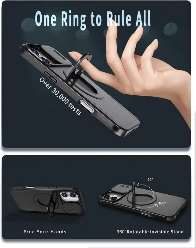 Alt view image 3 of 7 - TYJKeJi Case with Stander Cover (Compatible with Magsafe) KickStand Case For iPhone 16 Plus (6.7inch) (Black)