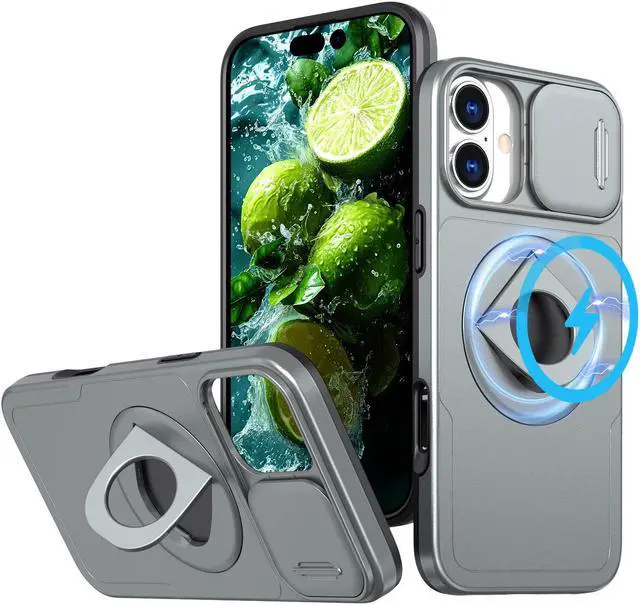 Main image of TYJKeJi Case with Stander Cover (Compatible with Magsafe) KickStand Case For iPhone 16 Plus (6.7inch) (Gray)