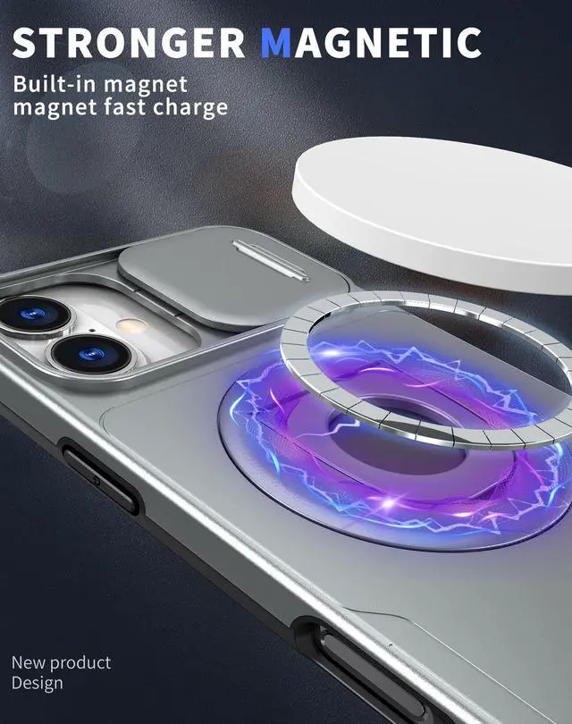 Alt view image 6 of 7 - TYJKeJi Case with Stander Cover (Compatible with Magsafe) KickStand Case For iPhone 16 Plus (6.7inch) (Gray)