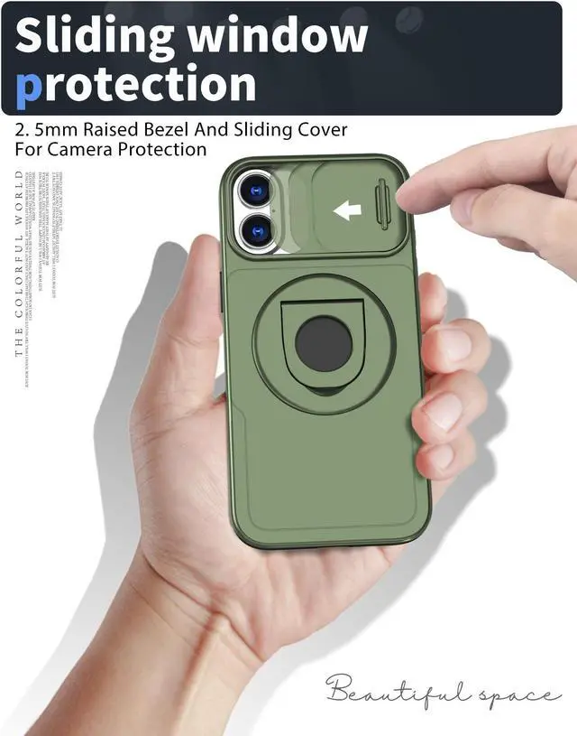 Alt view image 6 of 7 - TYJKeJi Case with Stander Cover (Compatible with Magsafe) KickStand Case For iPhone 16 (6.1inch) (Light Green)