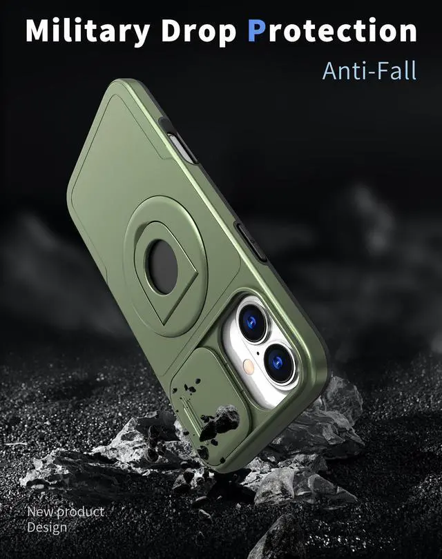 Alt view image 5 of 7 - TYJKeJi Case with Stander Cover (Compatible with Magsafe) KickStand Case For iPhone 16 (6.1inch) (Light Green)