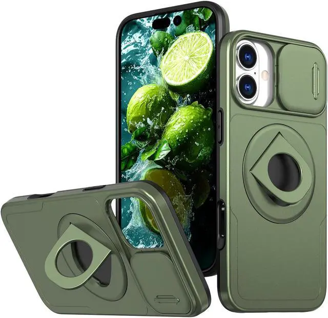 Alt view image 2 of 7 - TYJKeJi Case with Stander Cover (Compatible with Magsafe) KickStand Case For iPhone 16 (6.1inch) (Light Green)