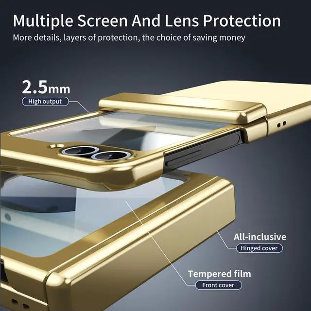 Alt view image 7 of 7 - TYJKeJi Case Fashion Cover Case For Samsung Galaxy Z Flip 6 For Samsung Z Flip6 (Gold)