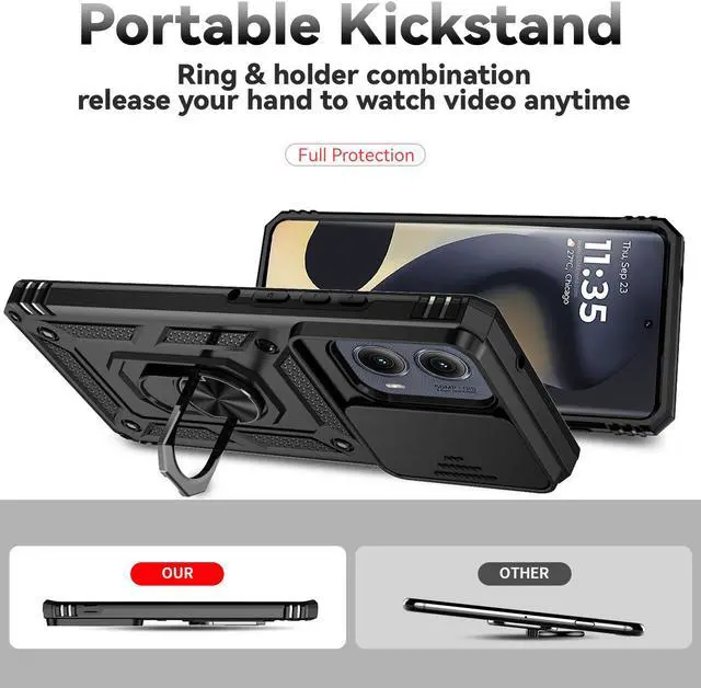 Alt view image 3 of 7 - TYJKeJi Case with Stander Fashion Cover KickStand Case For Motorola Edge 2024 For Moto Edge 2024 (Black)