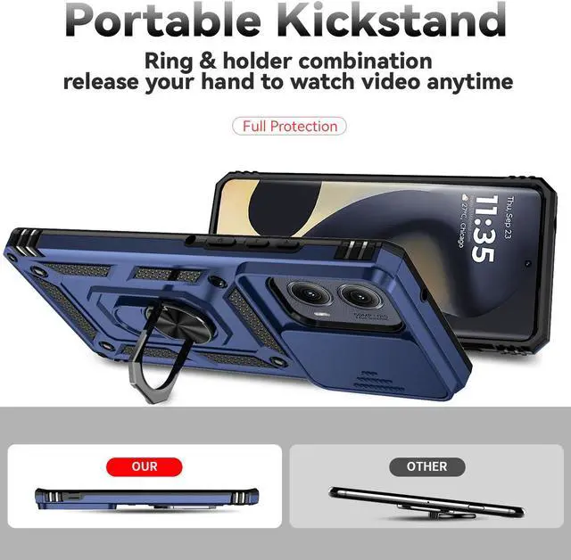 Alt view image 3 of 7 - TYJKeJi Case with Stander Fashion Cover KickStand Case For Motorola Edge 2024 For Moto Edge 2024 (Blue)