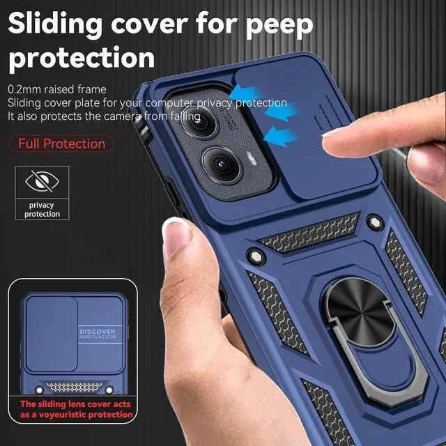 Alt view image 4 of 7 - TYJKeJi Case with Stander Fashion Cover KickStand Case For Motorola Edge 2024 For Moto Edge 2024 (Blue)