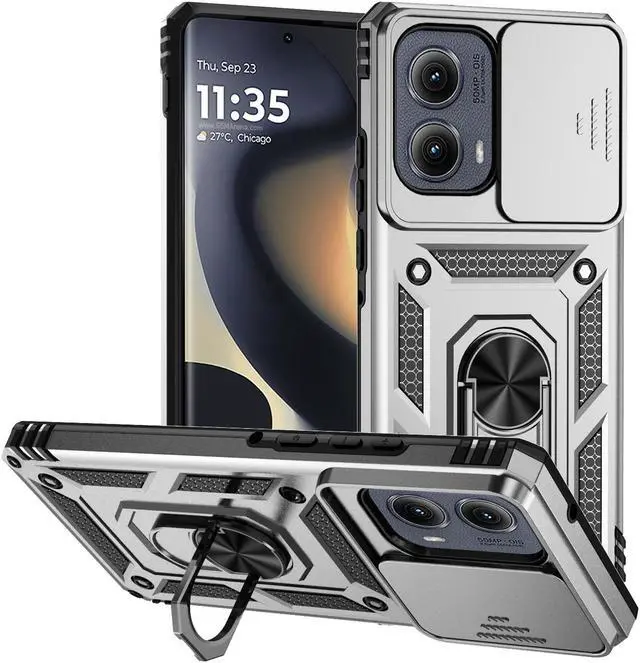 Main image of TYJKeJi Case with Stander Fashion Cover KickStand Case For Motorola Edge 2024 For Moto Edge 2024 (Silver)
