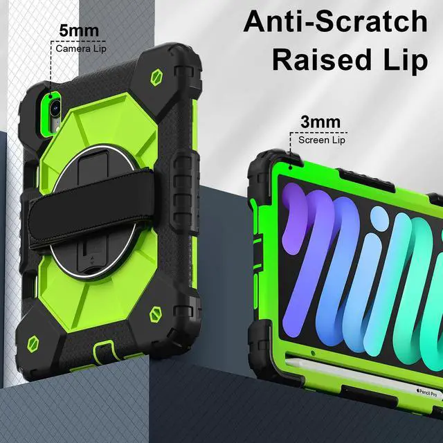 Alt view image 3 of 7 - TYJKeJi Case Fashion Protective Case Stander Case for iPad Mini 7th/6th Generation 8.3 Inch 2024/2021 For iPad Mini 7 A17 Pro (Yellow)