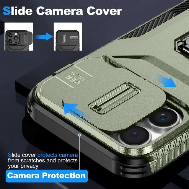 Alt view image 7 of 7 - TYJKeJi Case with Stander Cover KickStand Case For iPhone 16 Pro Max (6.9inch) (Green)