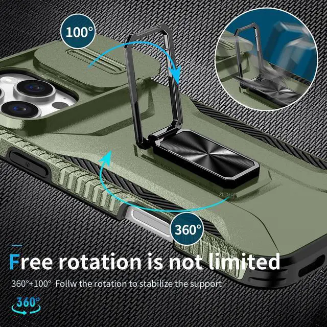 Alt view image 6 of 7 - TYJKeJi Case with Stander Cover KickStand Case For iPhone 16 Pro Max (6.9inch) (Green)