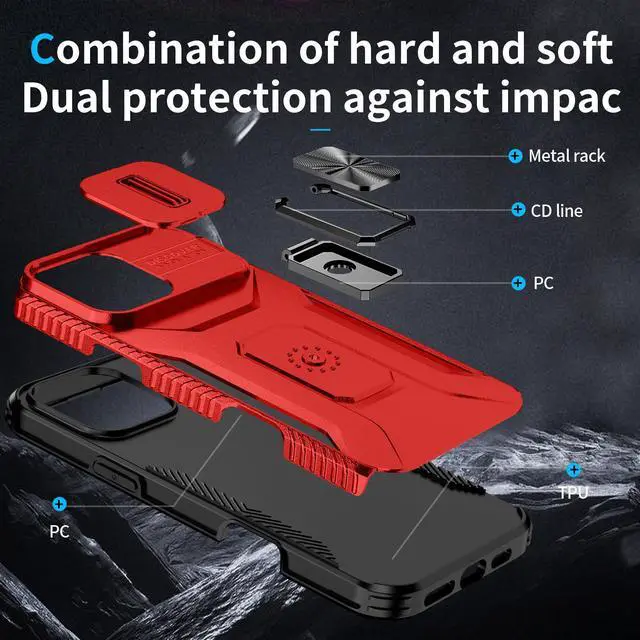 Alt view image 5 of 7 - TYJKeJi Case with Stander Cover KickStand Case For iPhone 16 Pro Max (6.9inch) (Red)