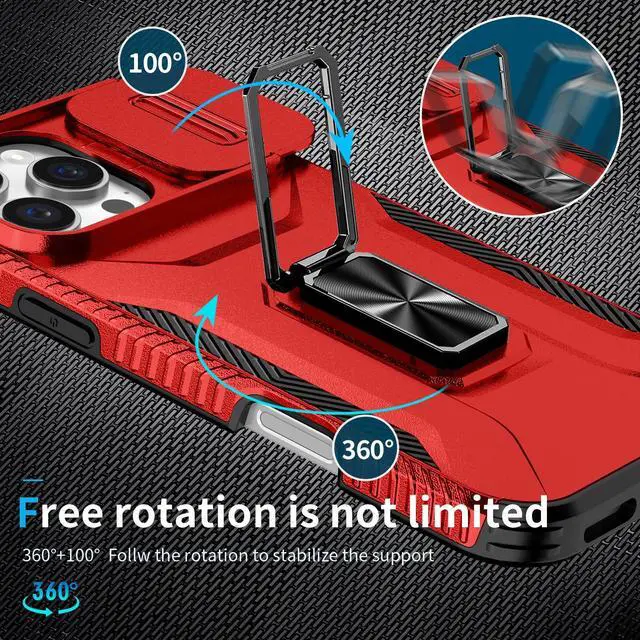 Alt view image 6 of 7 - TYJKeJi Case with Stander Cover KickStand Case For iPhone 16 Pro Max (6.9inch) (Red)