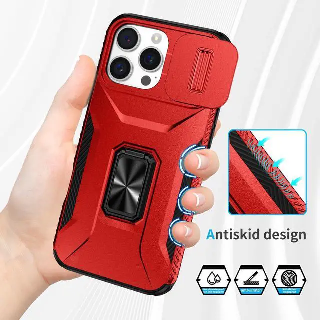 Alt view image 3 of 7 - TYJKeJi Case with Stander Cover KickStand Case For iPhone 16 Pro Max (6.9inch) (Red)