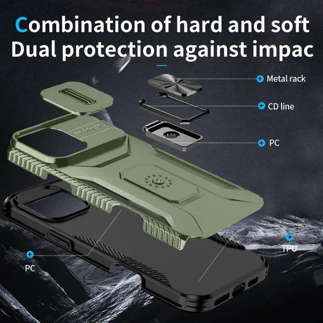 Alt view image 5 of 7 - TYJKeJi Case with Stander Cover KickStand Case For iPhone 16 Pro Max (6.9inch) (Green)