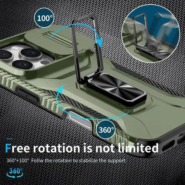 Alt view image 7 of 7 - TYJKeJi Case with Stander Cover KickStand Case For iPhone 16 Pro (6.3inch) (Green)