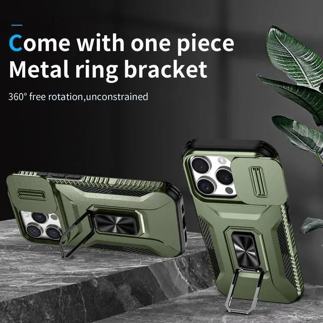 Alt view image 2 of 7 - TYJKeJi Case with Stander Cover KickStand Case For iPhone 16 Pro (6.3inch) (Green)