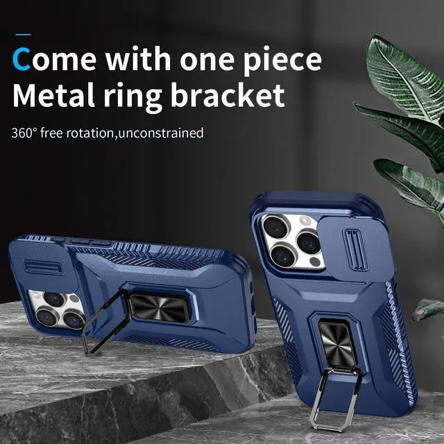 Alt view image 2 of 7 - TYJKeJi Case with Stander Cover KickStand Case For iPhone 16 Pro (6.3inch) (Blue)