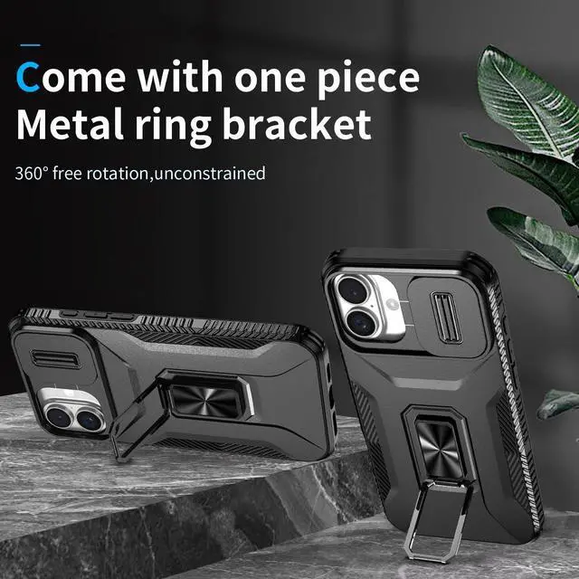 Alt view image 2 of 7 - TYJKeJi Case with Stander Cover KickStand Case For iPhone 16 Plus (6.7inch) (Black)