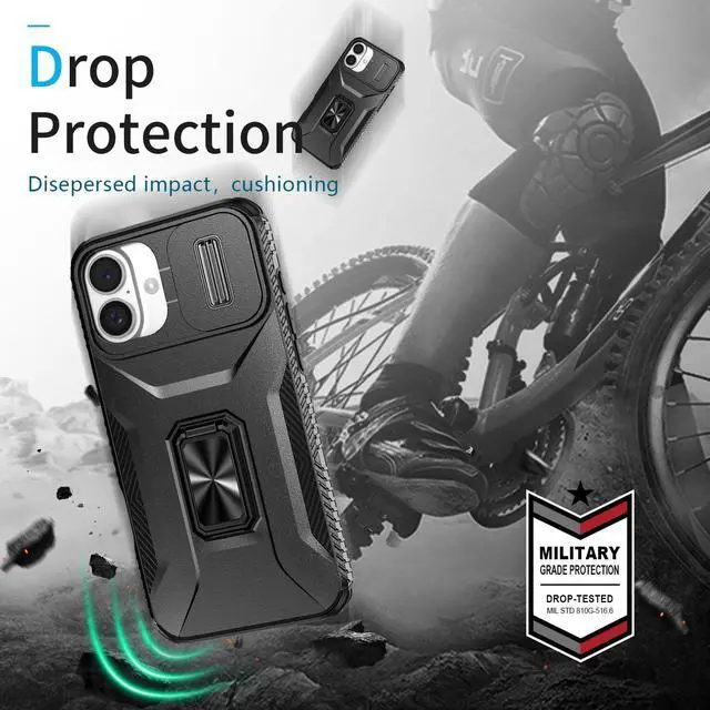 Alt view image 4 of 7 - TYJKeJi Case with Stander Cover KickStand Case For iPhone 16 Plus (6.7inch) (Black)