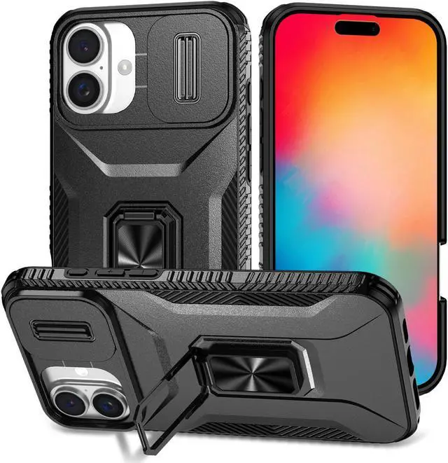 Main image of TYJKeJi Case with Stander Cover KickStand Case For iPhone 16 Plus (6.7inch) (Black)