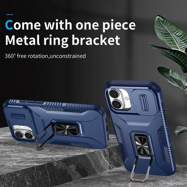 Alt view image 2 of 7 - TYJKeJi Case with Stander Cover KickStand Case For iPhone 16 Plus (6.7inch) (Blue)