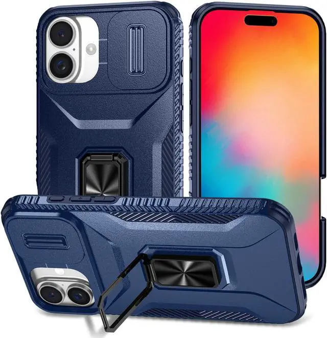 Main image of TYJKeJi Case with Stander Cover KickStand Case For iPhone 16 Plus (6.7inch) (Blue)