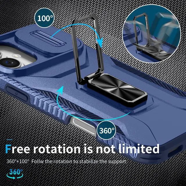 Alt view image 7 of 7 - TYJKeJi Case with Stander Cover KickStand Case For iPhone 16 Plus (6.7inch) (Blue)