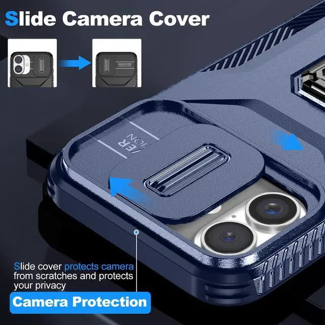 Alt view image 5 of 7 - TYJKeJi Case with Stander Cover KickStand Case For iPhone 16 Plus (6.7inch) (Blue)