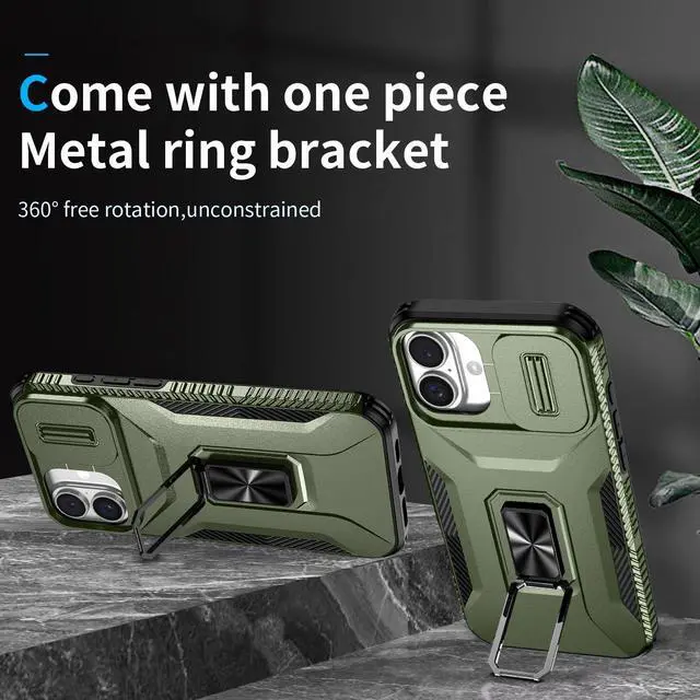 Alt view image 2 of 7 - TYJKeJi Case with Stander Cover KickStand Case For iPhone 16 Plus (6.7inch) (Green)