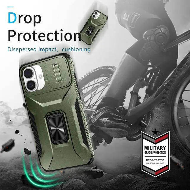 Alt view image 4 of 7 - TYJKeJi Case with Stander Cover KickStand Case For iPhone 16 Plus (6.7inch) (Green)