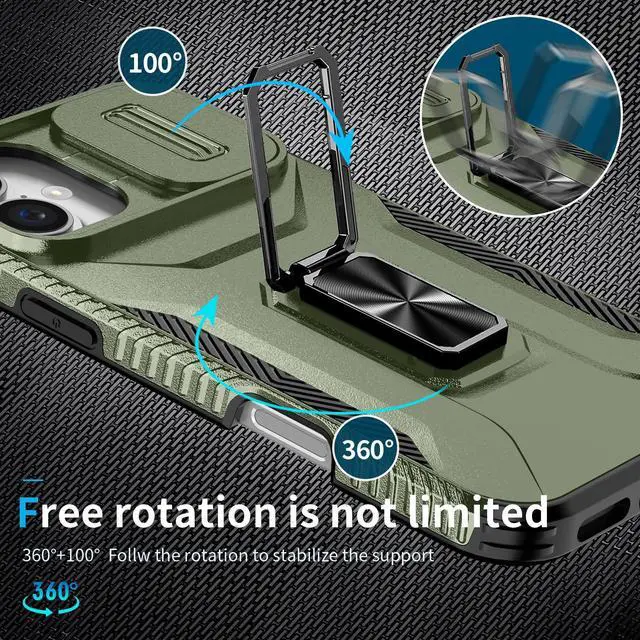 Alt view image 7 of 7 - TYJKeJi Case with Stander Cover KickStand Case For iPhone 16 Plus (6.7inch) (Green)